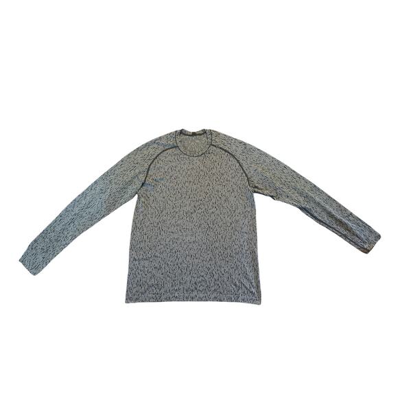Men M Lululemon Live In Practice Crewneck Long Sleeved Printed Shirt Tee Top - Picture 1 of 6